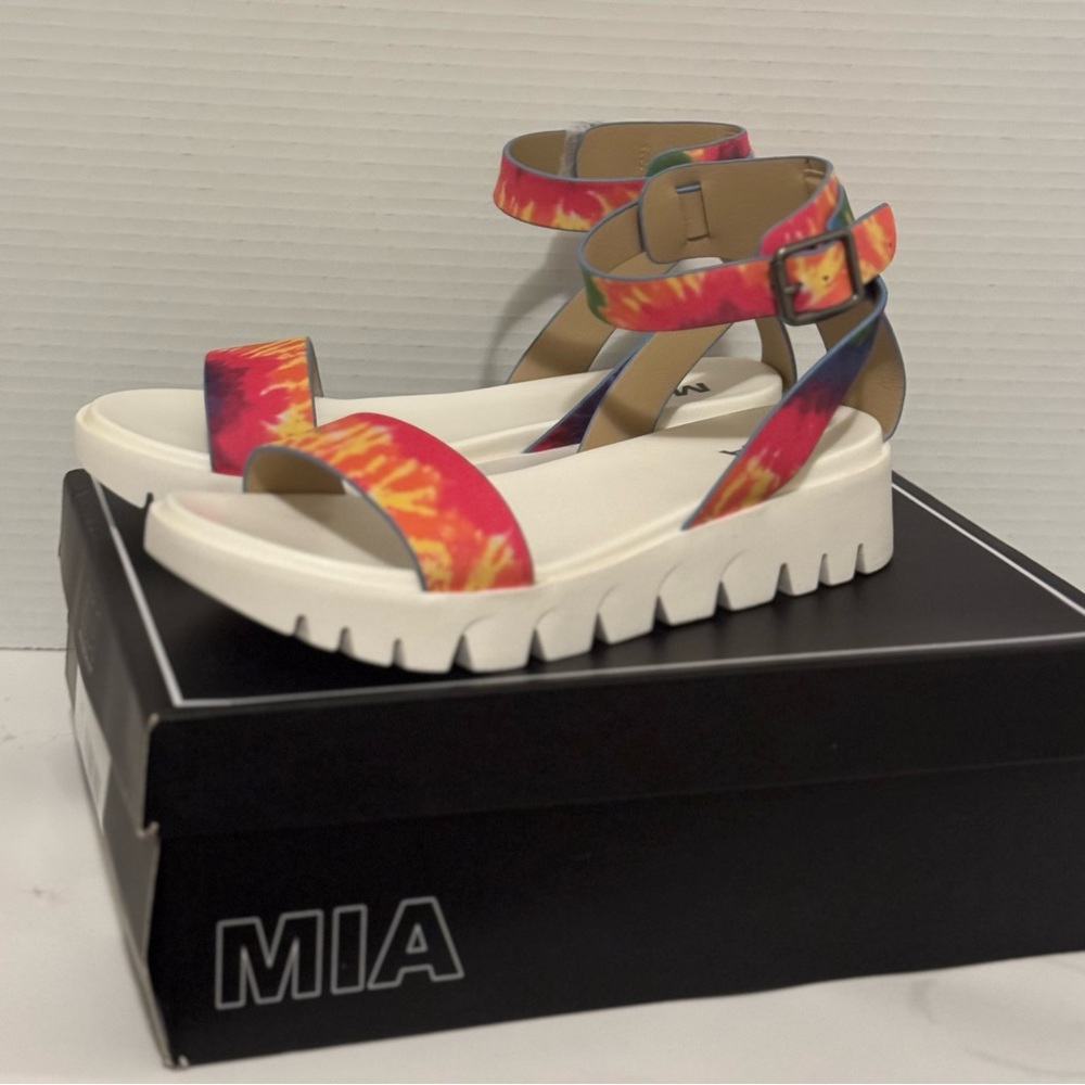 Mia brand sandlals. Multi colored. Size 7.5 brand new in box.